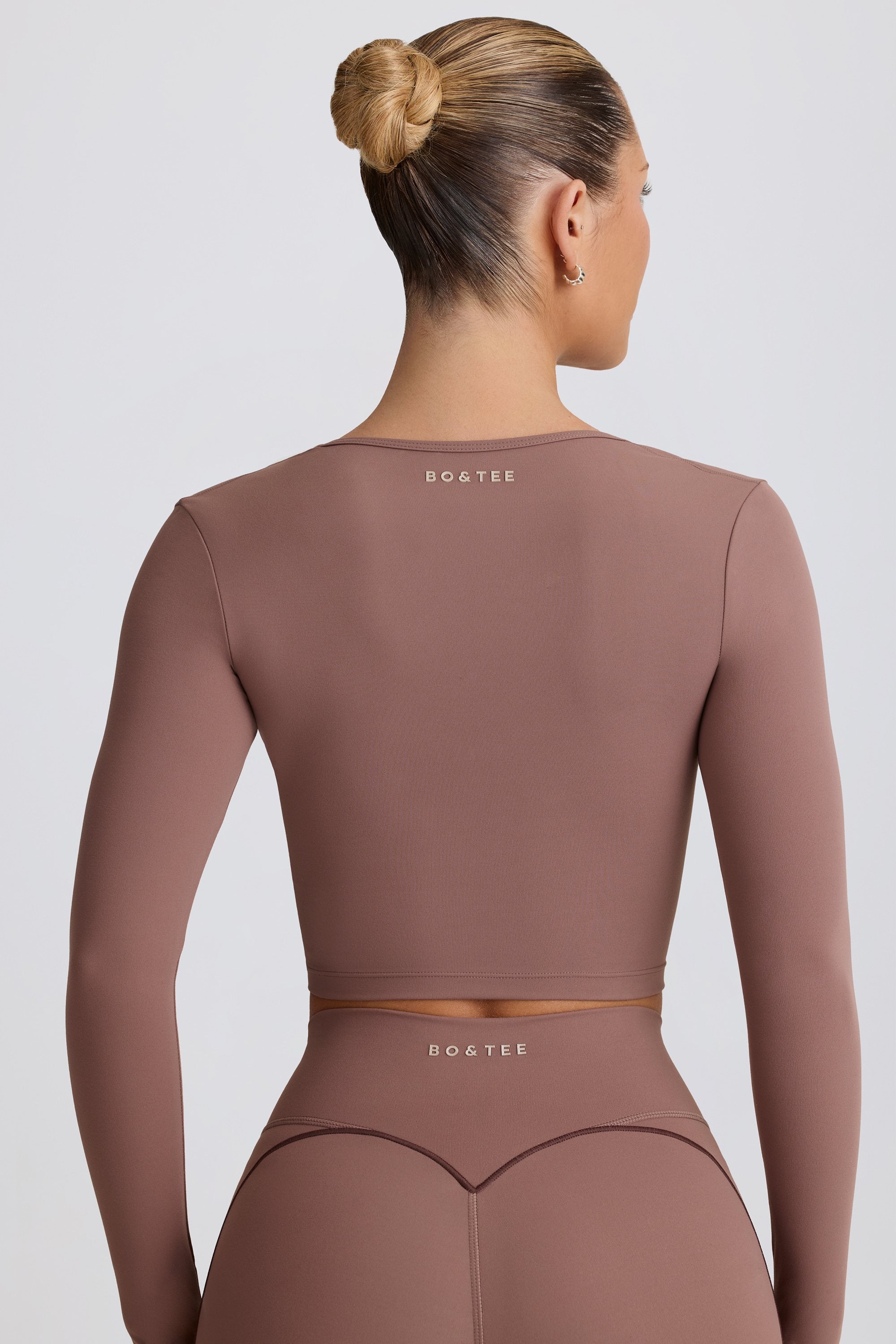 Soft Active Sweetheart-Neck Crop Top in Mocha - 2